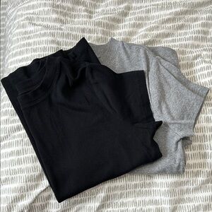 A New Day XXL 2 Ribbed Stretchy Black Gray T-Shirt cotton modal spandex blend